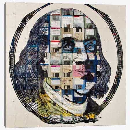 Benjamin Franklin On Floppy Diskettes Canvas Print #TSM9} by Taylor Smith Canvas Art Print