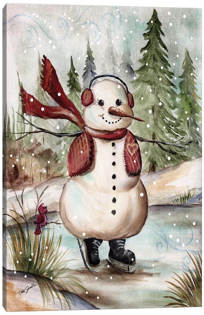 Country Snowman III Canvas Art Print - Large Christmas Art