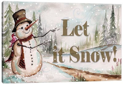 Let it Snow Canvas Art Print - Snowman Art
