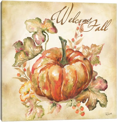Watercolor Harvest IV  Canvas Art Print - Pumpkins