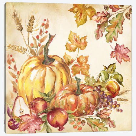 Watercolor Harvest Pumpkins I Canvas Print #TSS108} by Tre Sorelle Studios Canvas Artwork