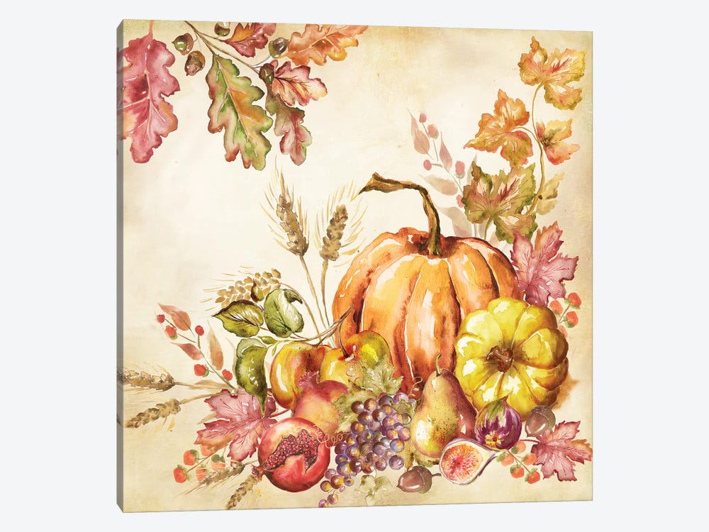 Watercolor Harvest Pumpkins II by Tre Sorelle Studios 1-piece Canvas Print