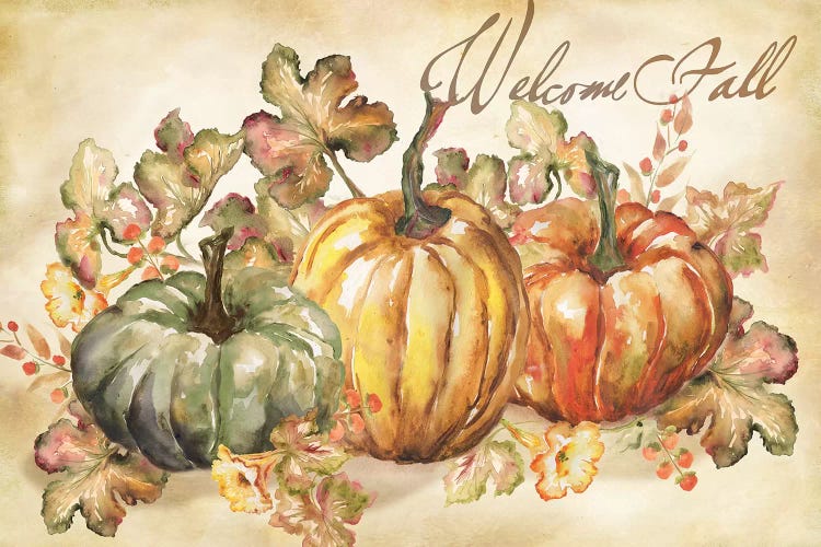 Watercolor Harvest Welcome Fall