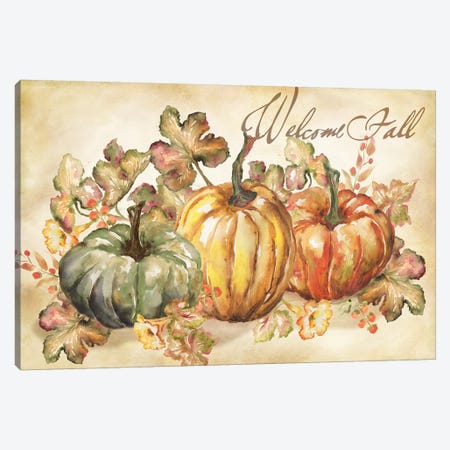 Watercolor Harvest Welcome Fall Canvas Print #TSS113} by Tre Sorelle Studios Canvas Print