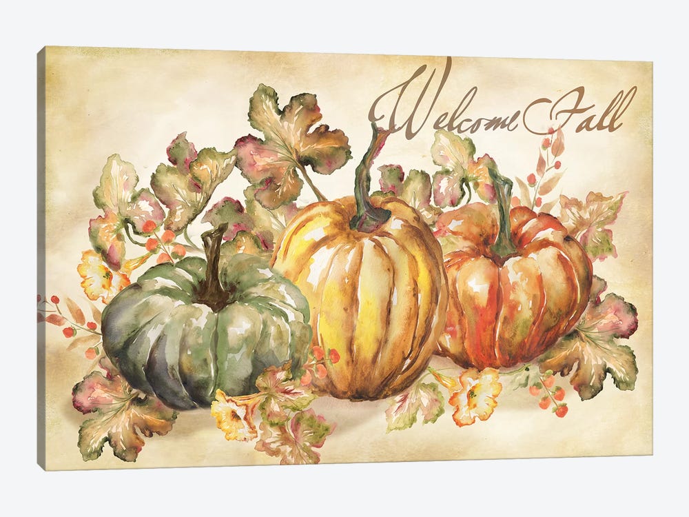 Watercolor Harvest Welcome Fall by Tre Sorelle Studios 1-piece Canvas Art