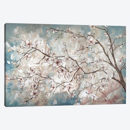 Magnolia Branches On Blue Canvas Print #TSS116} by Tre Sorelle Studios Canvas Art