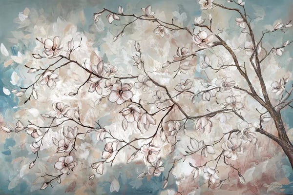 Roaring Brook Art: Magnolia Branches On Blue by Tre Sorelle Studios