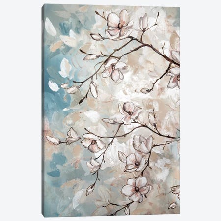 Magnolia Branches On Blue I Canvas Print #TSS117} by Tre Sorelle Studios Canvas Artwork
