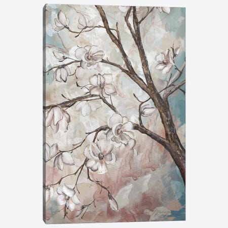 Magnolia Branches On Blue III Canvas Print #TSS119} by Tre Sorelle Studios Art Print
