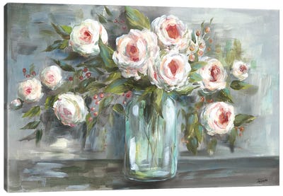 Pink Blooms Still Life Landscape Canvas Art Print - Tre Sorelle Studios