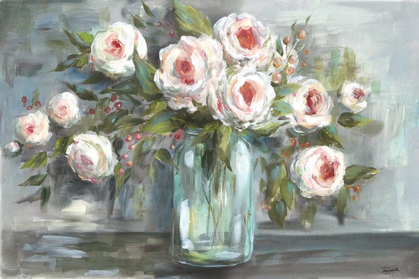 Tre Sorelle Studios: Pink Blooms Still Life Landscape by Tre Sorelle Studios