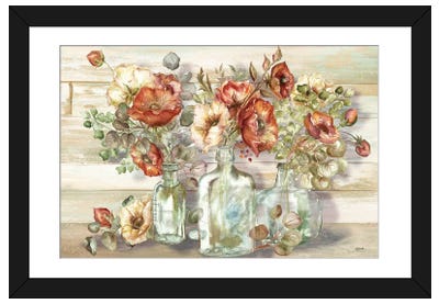 Spice Poppies and Eucalyptus In Bottles Landscape Paper Art Print - All Products