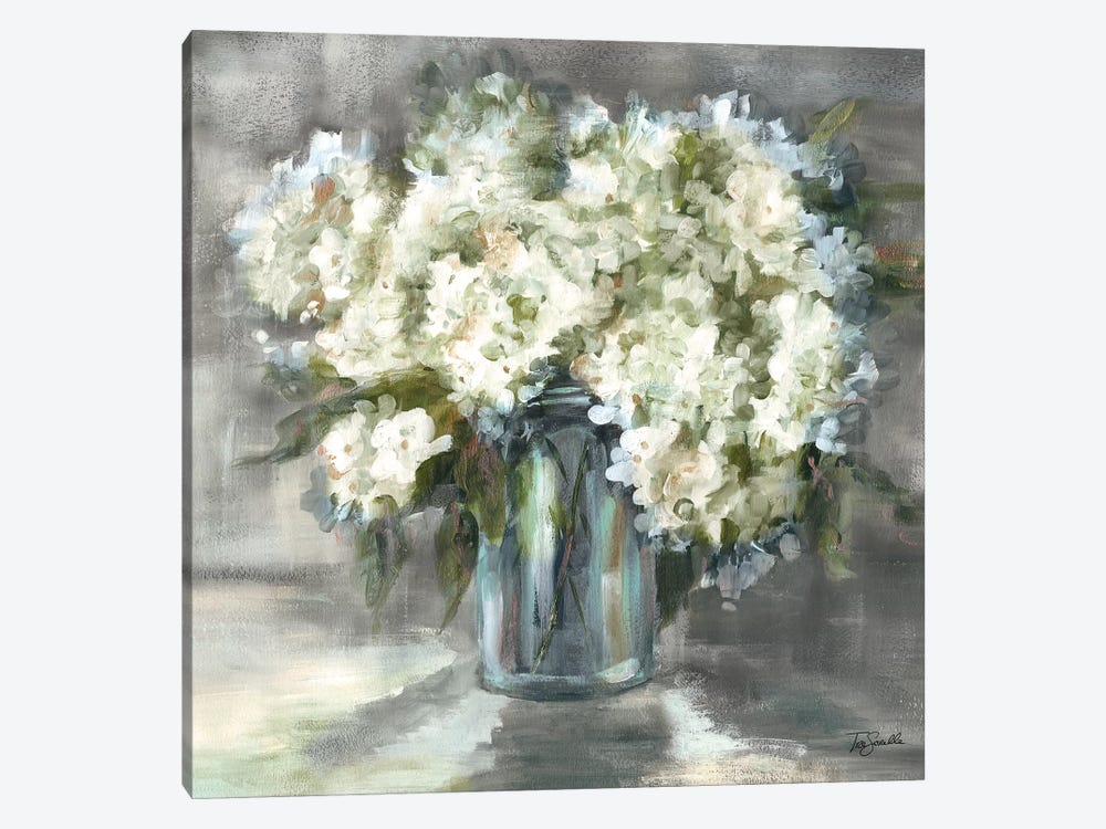 White and Taupe Hydrangeas Sill Life by Tre Sorelle Studios 1-piece Canvas Artwork