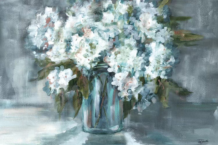 White Hydrangeas on Gray Landscape