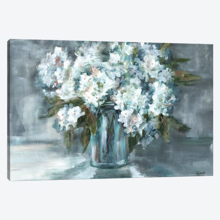 White Hydrangeas on Gray Landscape Canvas Print #TSS123} by Tre Sorelle Studios Canvas Artwork
