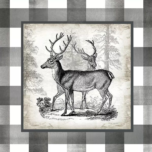 Rustic Winter: Buffalo Check Deer Neutral II by Tre Sorelle Studios