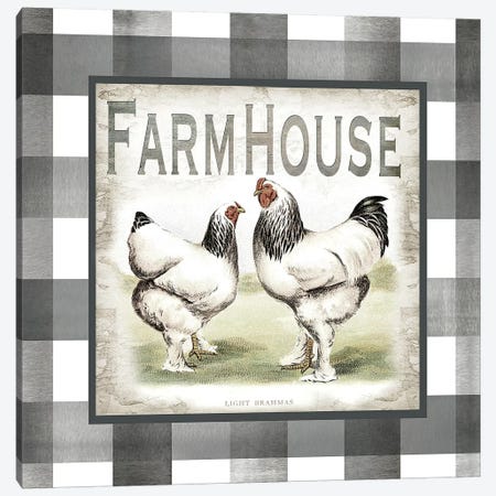 Buffalo Check Farm House Chickens Neutral I Canvas Print #TSS131} by Tre Sorelle Studios Art Print
