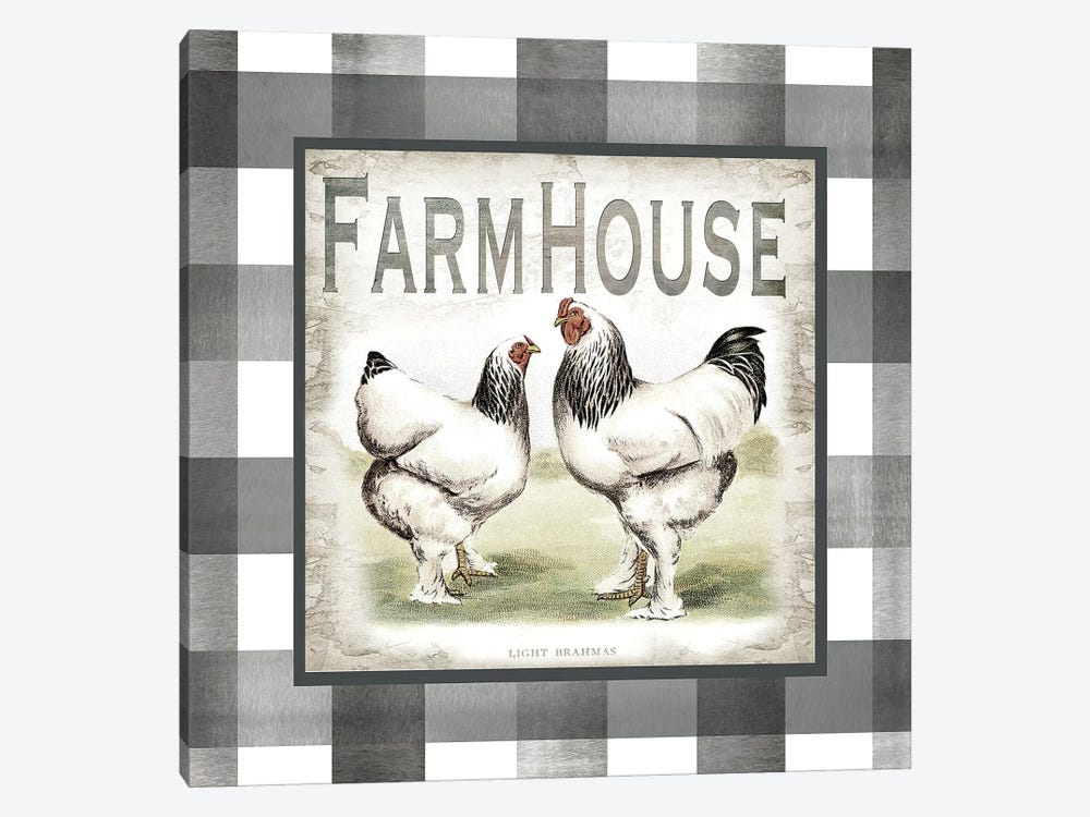 Buffalo Check Farm House Chickens Neutral I by Tre Sorelle Studios 1-piece Canvas Wall Art