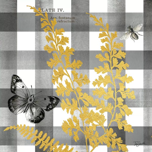 Ferns: Buffalo Check II Ferns and Butterflies Neutral by Tre Sorelle Studios