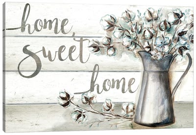 Farmhouse Cotton Home Sweet Home Canvas Art Print - Motivational Typography