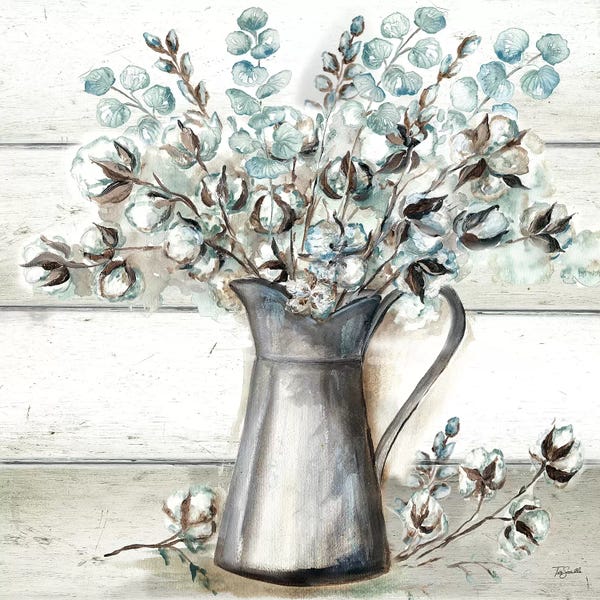 Cotton: Farmhouse Cotton Tin Pitcher by Tre Sorelle Studios