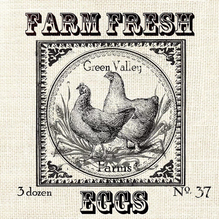 Farmhouse Grain Sack Label Chickens