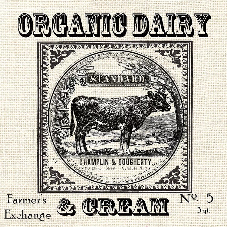 Farmhouse Grain Sack Label Cow