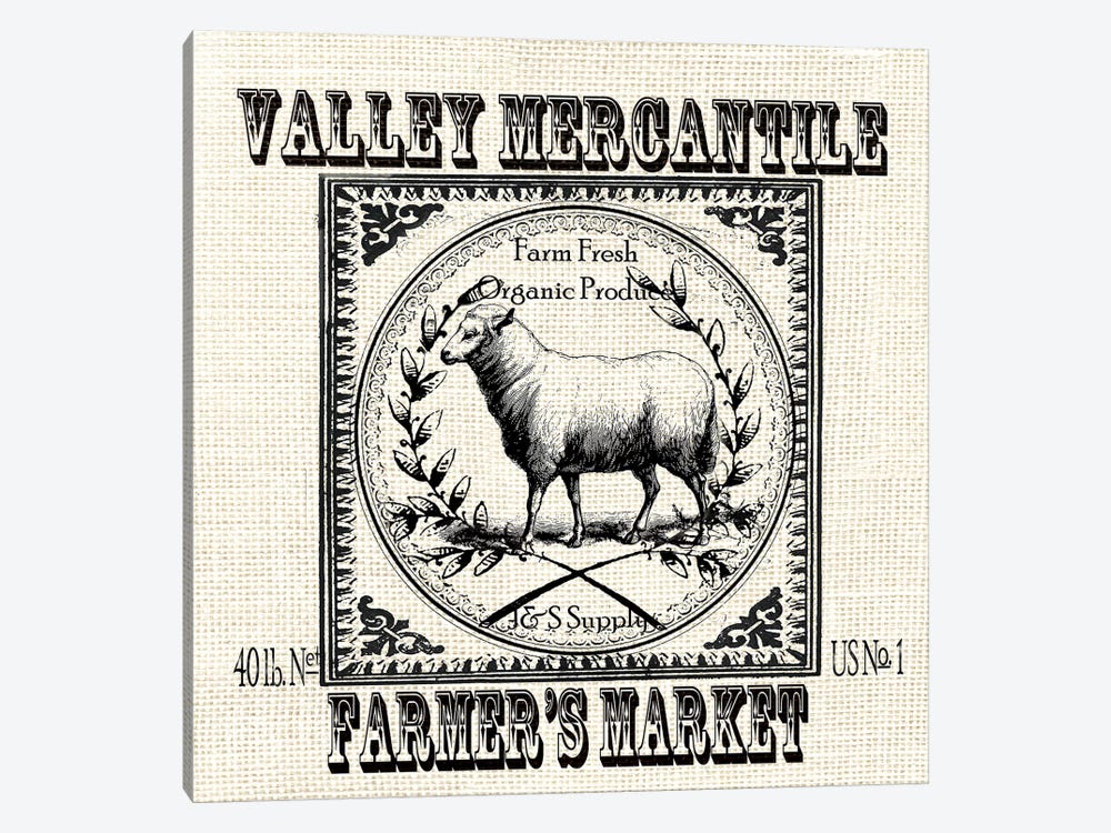 Farmhouse Grain Sack Label Sheep by Tre Sorelle Studios 1-piece Art Print