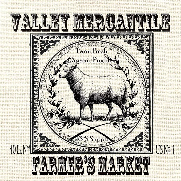 Farmhouse Grain Sack Label Sheep