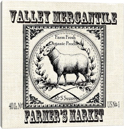 Farmhouse Grain Sack Label Sheep Canvas Art Print - Tre Sorelle Studios