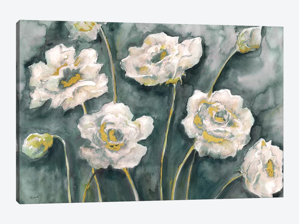 Gray and White Floral Landscape by Tre Sorelle Studios 1-piece Canvas Art