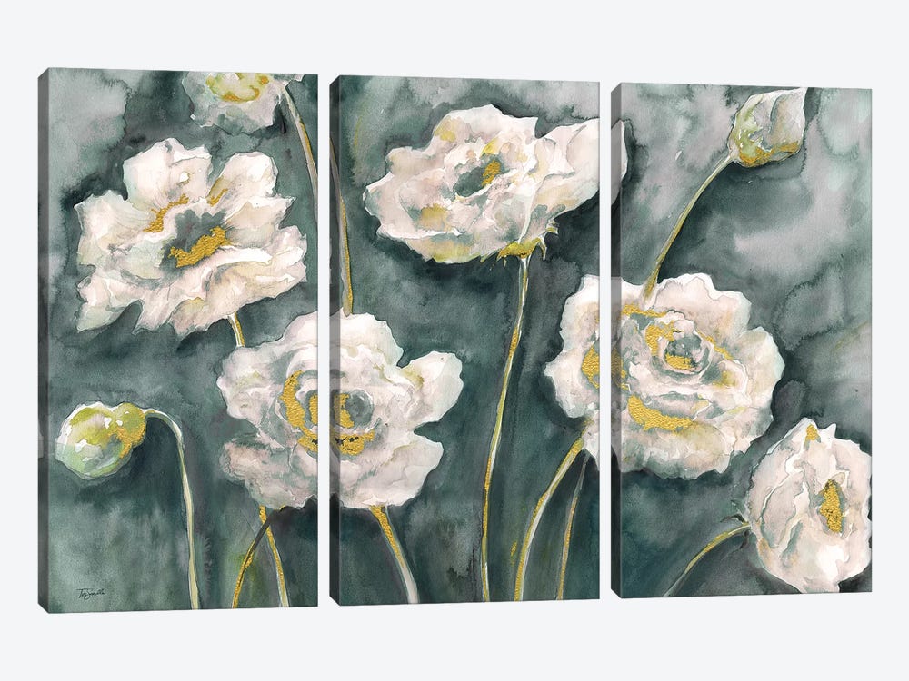 Gray and White Floral Landscape by Tre Sorelle Studios 3-piece Canvas Wall Art