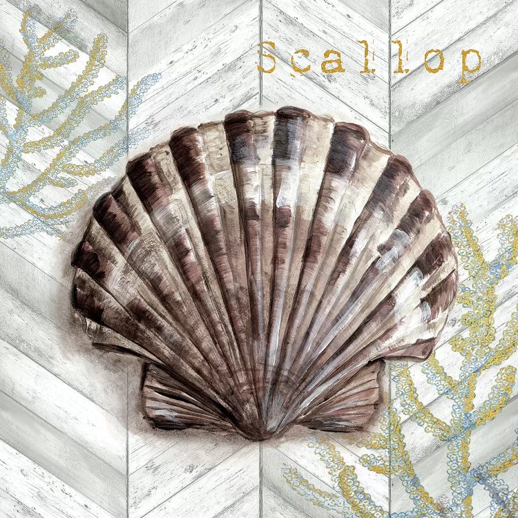 Gray Gold Chevron Scallop Shell