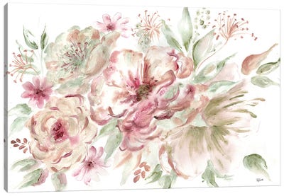 Rose Gold Floral Landscape Canvas Art Print - Tre Sorelle Studios