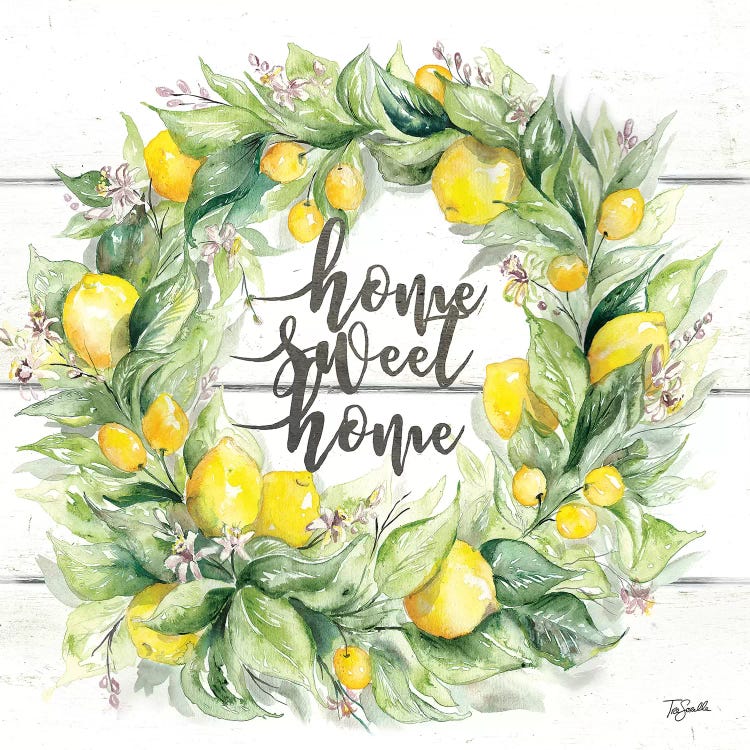 Watercolor Lemon Wreath Home Sweet Home