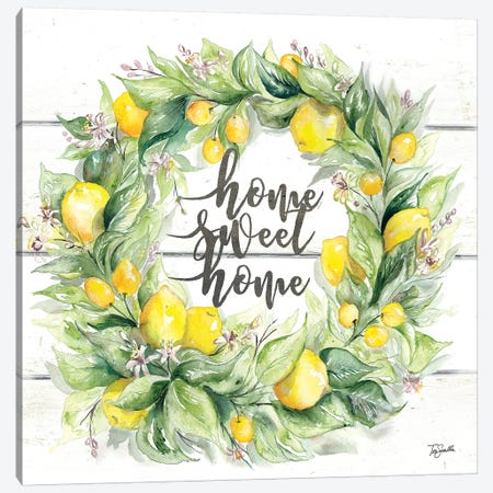 Watercolor Lemon Wreath Home Sweet Home Canvas Print #TSS155} by Tre Sorelle Studios Canvas Wall Art
