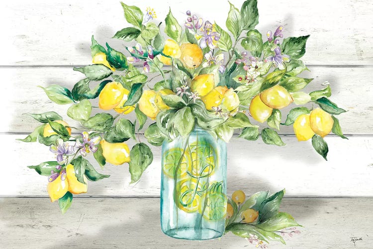 Watercolor Lemons in Mason Jar Landscape by Tre Sorelle Studios canvas print