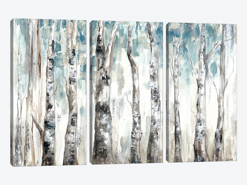 Winter Aspen Trunks Blue by Tre Sorelle Studios 3-piece Canvas Artwork