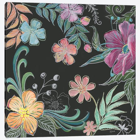 Boho Florals on Black II Canvas Print #TSS162} by Tre Sorelle Studios Canvas Art