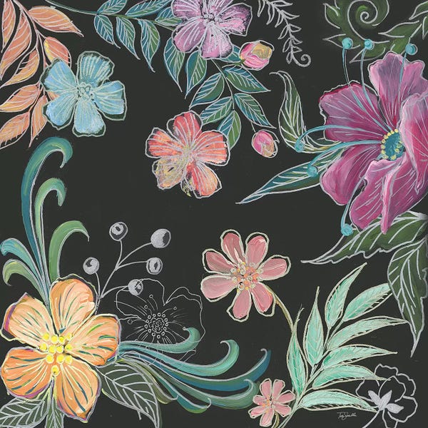 Tre Sorelle Studios: Boho Florals on Black II by Tre Sorelle Studios