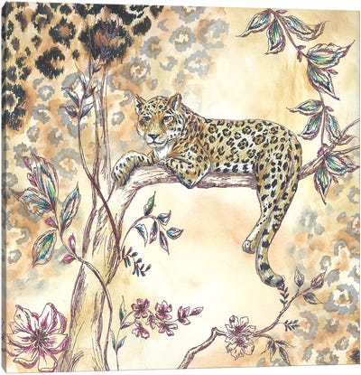 Leopard on neutral I Canvas Art Print - Leopard Art