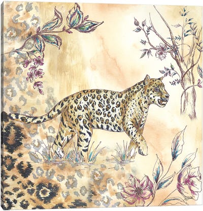 Leopard on neutral II Canvas Art Print - Leopard Art