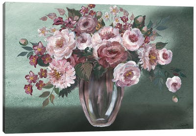 Romantic Moody Florals Landscape Canvas Art Print - Tre Sorelle Studios