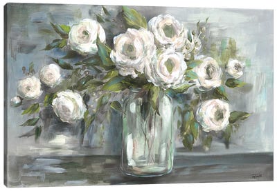 Soft Blooms Still Life Canvas Art Print - Traditional Décor