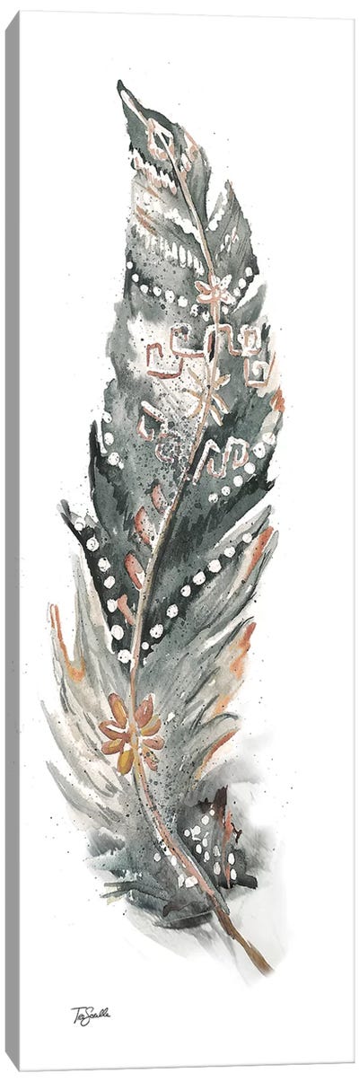 Tribal Feather Neutral Panel IV Canvas Art Print - Tre Sorelle Studios