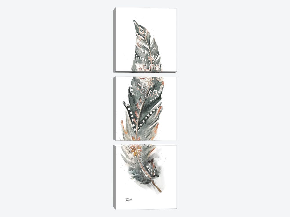 Tribal Feather Neutral Panel IV by Tre Sorelle Studios 3-piece Canvas Print