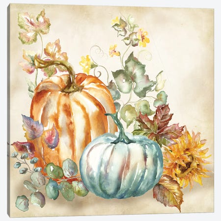 Watercolor Harvest Pumpkin I Canvas Print #TSS188} by Tre Sorelle Studios Canvas Artwork