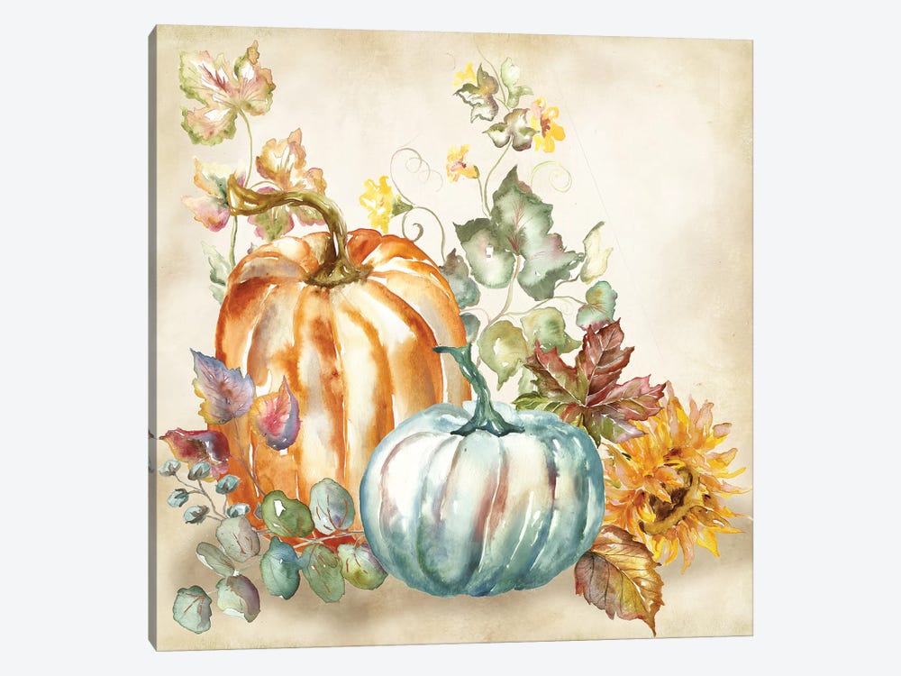 Watercolor Harvest Pumpkin I by Tre Sorelle Studios 1-piece Canvas Wall Art
