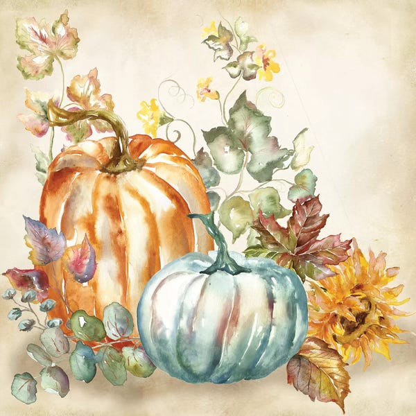 Roaring Brook Art: Watercolor Harvest Pumpkin I by Tre Sorelle Studios