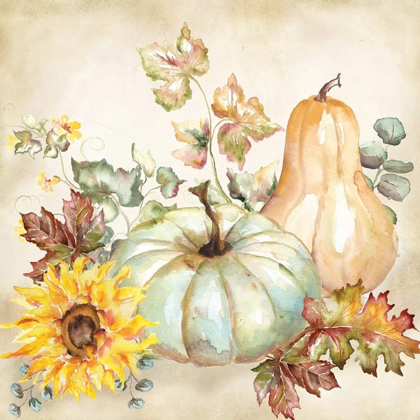 Kitchen: Watercolor Harvest Pumpkin II by Tre Sorelle Studios